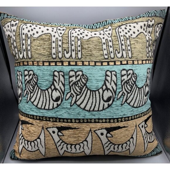 African Animal Print Throw Pillow Global Horizons South Africa Feather Filled 18 - Picture 1 of 7